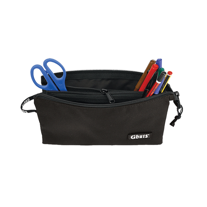 Estojo Escolar Triplo Ghuts Black | 3 Compartimentos com Bolsa Interior