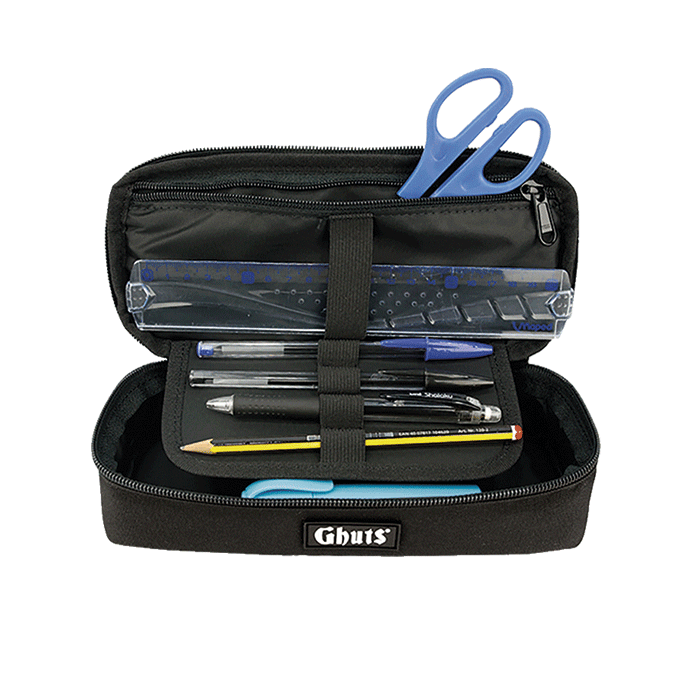Estojo Escolar Ghuts Rectangle Black | Estojo Acolchoado com Suporte para Canetas