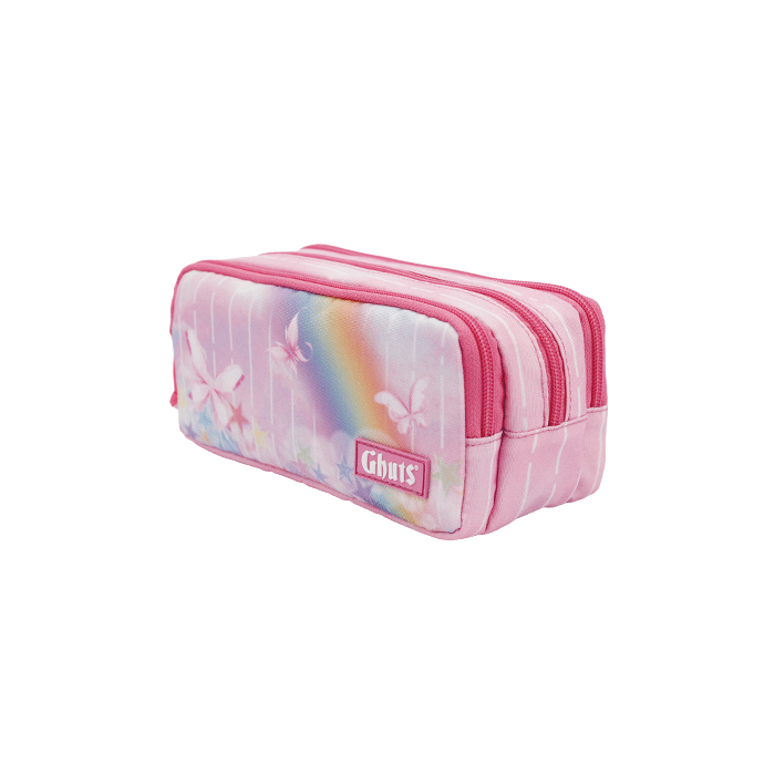 Estojo Escolar Triplo Ghuts Pink Rain | 3 Compartimentos