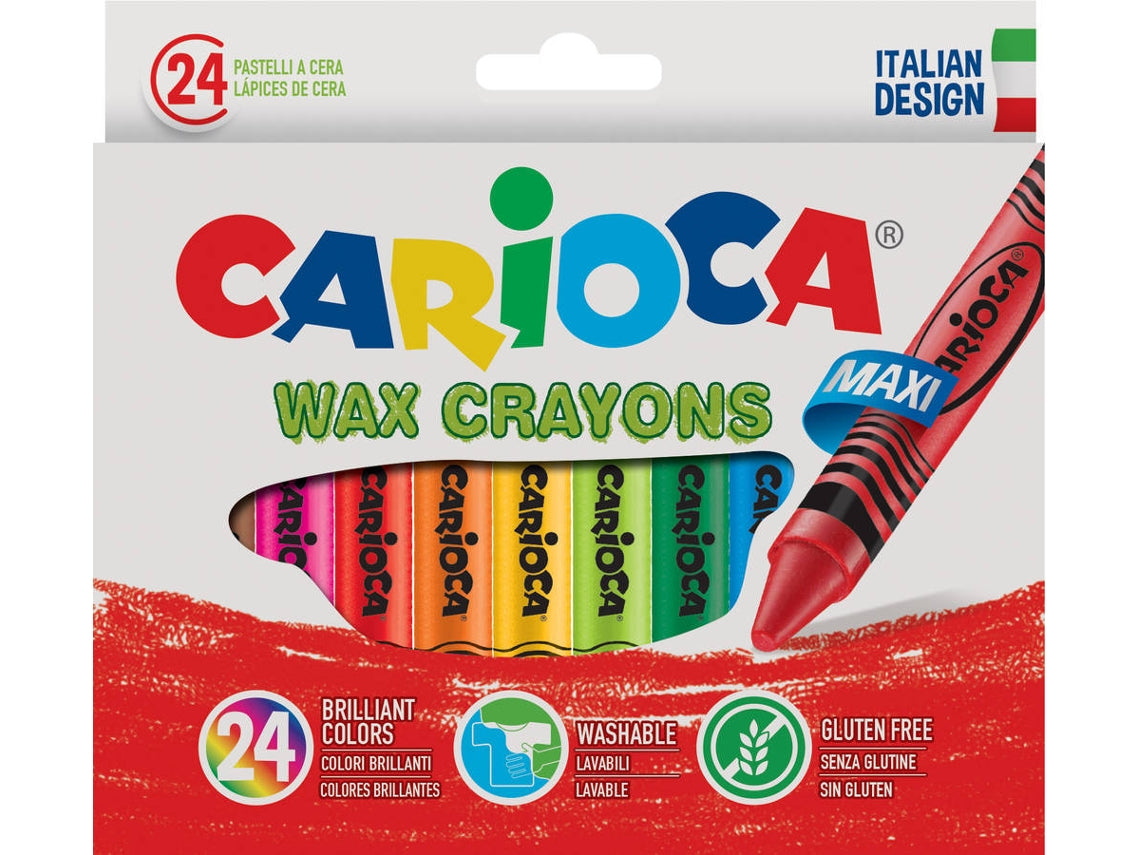 Lápis de cera CARIOCA Wax Maxi caixa com 24 cores