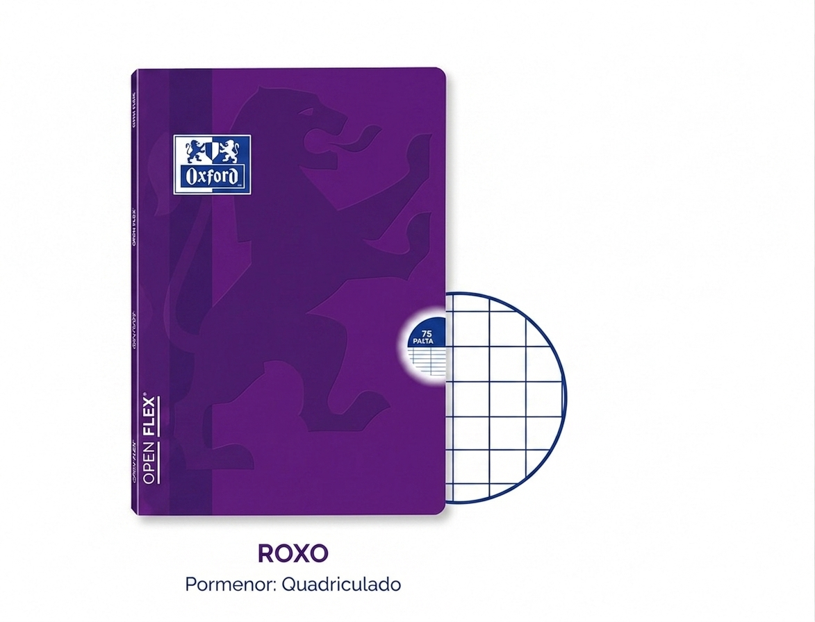 Caderno A4 Oxford OpenFlex Quadriculado | Capa Flexível 48 Folhas 90g