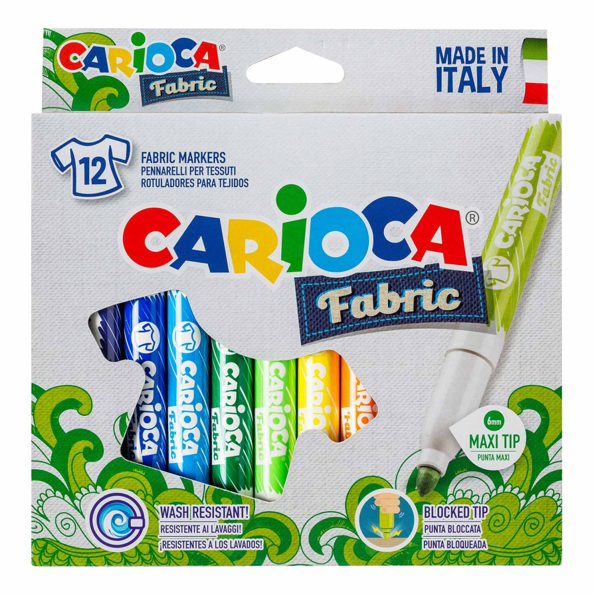 Marcador para tecido CARIOCA Fabric caixa com 12 cores