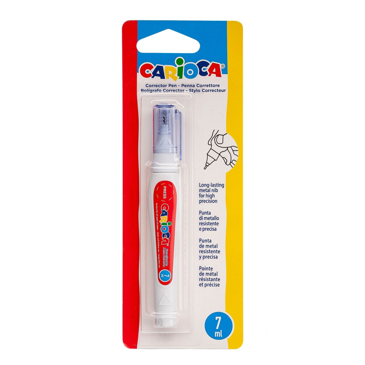 Corretor caneta CARIOCA ponta metálica 7ml