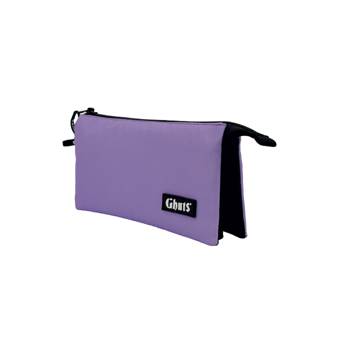 Estojo Escolar Triplo Ghuts Lavender | 3 Compartimentos com Bolsa Interior