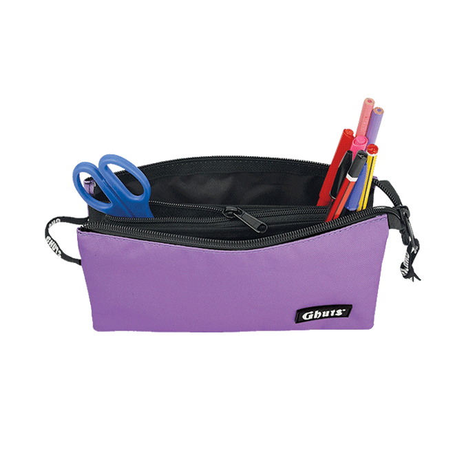 Estojo Escolar Triplo Ghuts Lavender | 3 Compartimentos com Bolsa Interior