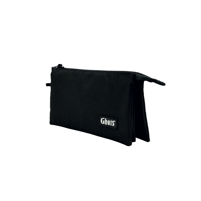 Estojo Escolar Triplo Ghuts Black | 3 Compartimentos com Bolsa Interior