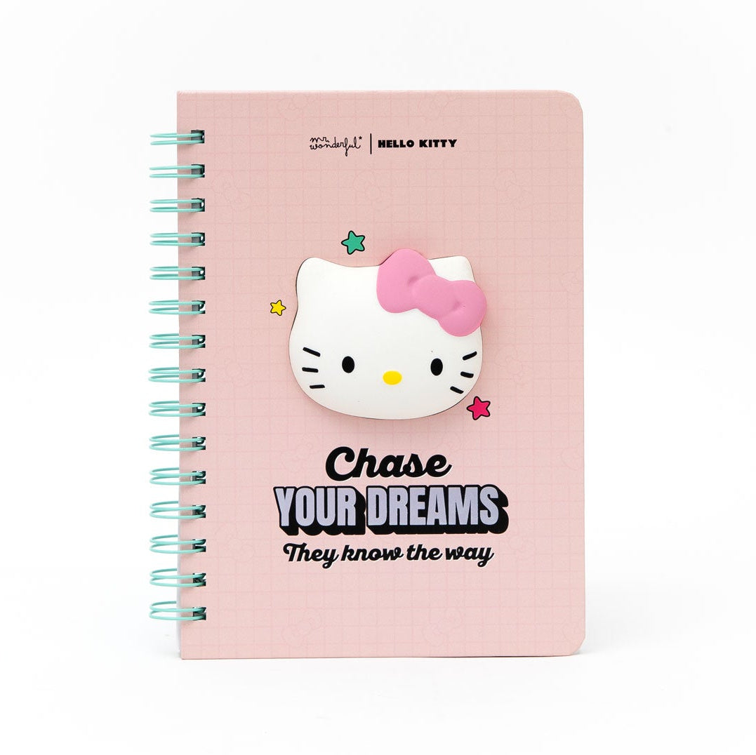 Caderno A5 com squishy Hello Kitty - Chase your dreams, they know the way