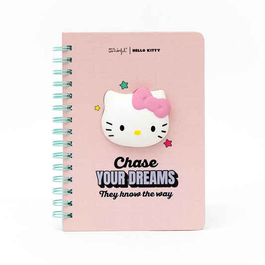 Caderno A5 com squishy Hello Kitty - Chase your dreams, they know the way