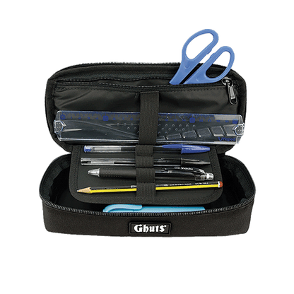 Estojo Escolar Ghuts Rectangle Black | Estojo Acolchoado com Suporte para Canetas