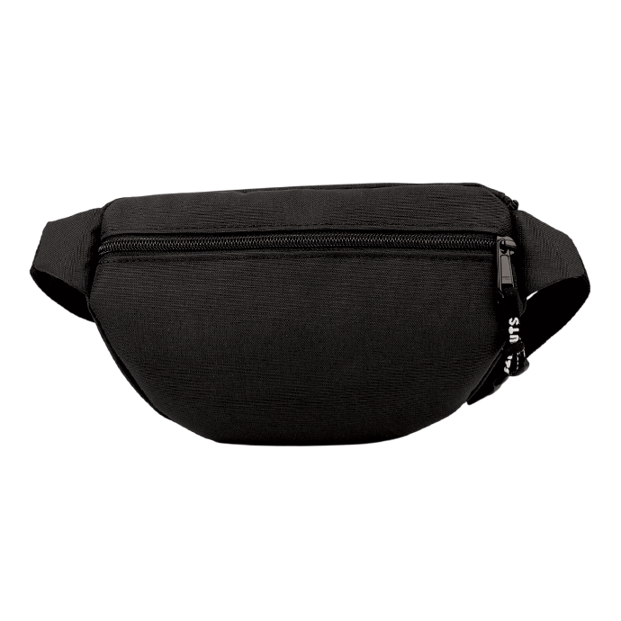 Bolsa de Cintura Ghuts Black 3L com bolso exterior, fechos YKK e poliéster resistente. Pochete prática para viagens, lazer, trabalho e uso diário.