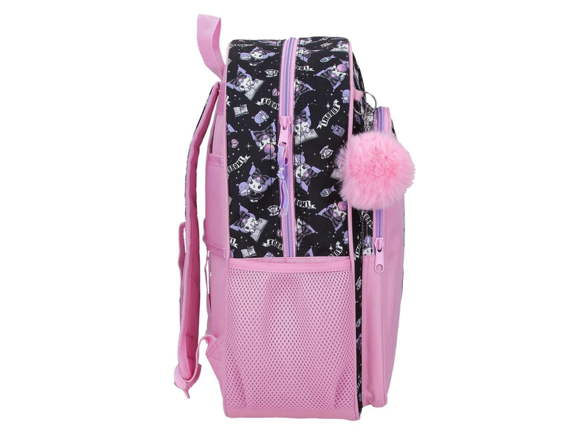 Mochila Escolar Sanrio Kuromi Fortune Telling com Carrinho 16L | Mochila Infantil com Rodas