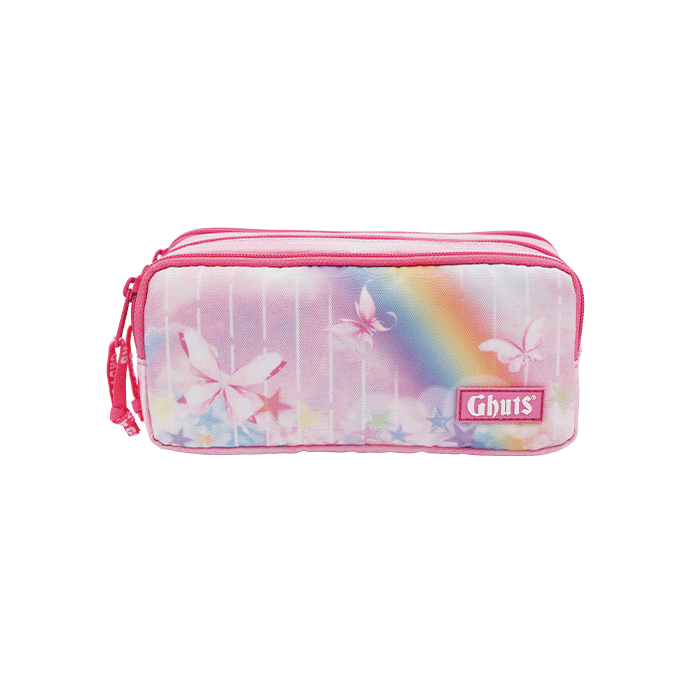Estojo Escolar Triplo Ghuts Pink Rain | 3 Compartimentos