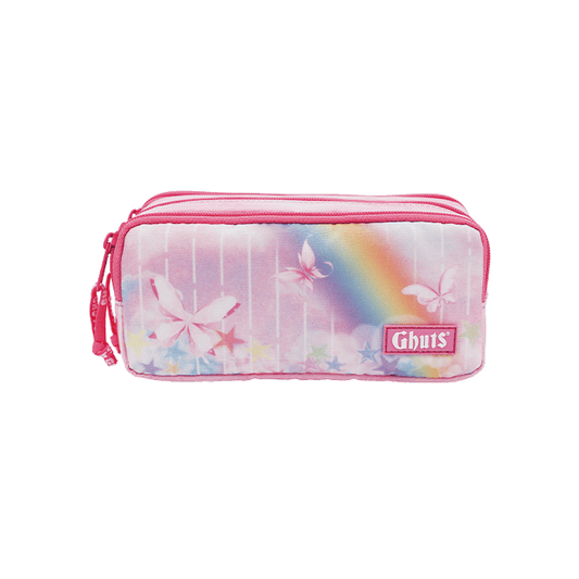 Estojo Escolar Triplo Ghuts Pink Rain | 3 Compartimentos