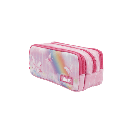 Estojo Escolar Triplo Ghuts Pink Rain | 3 Compartimentos