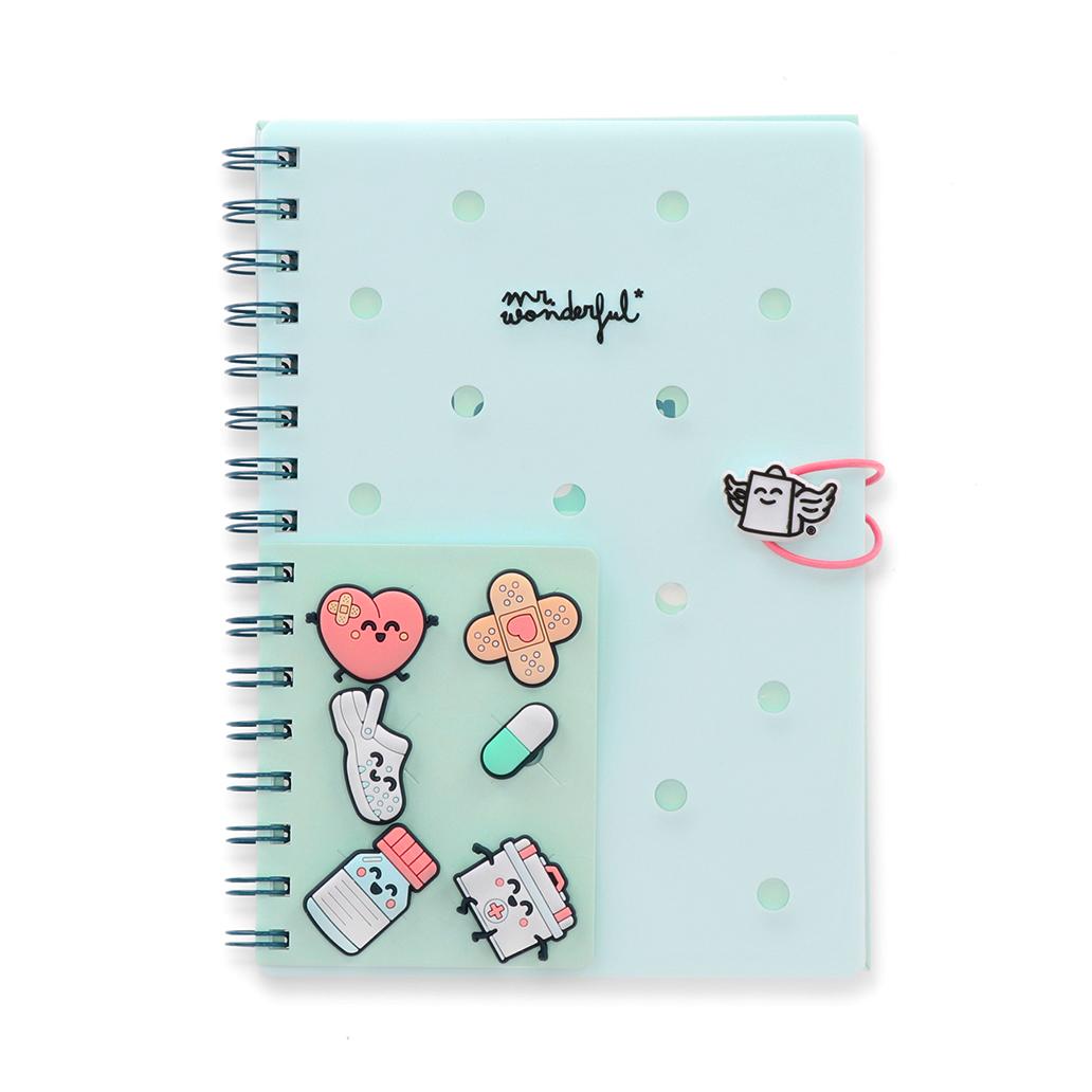 Conjunto de Caderno A5 com Pins - Saúde - Mr. Wonderful