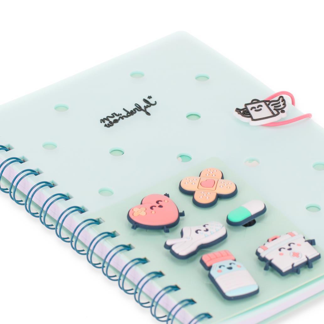 Conjunto de Caderno A5 com Pins - Saúde - Mr. Wonderful