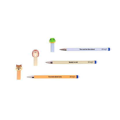 Set de 3 Esferográficas Apagáveis BO-BO – Esquilo, Ouriço e Crocodilo