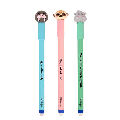 Set de 3 Esferográficas Apagáveis BO-BO – Morsa, Suricata e Hipopótamo