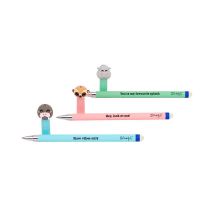 Set de 3 Esferográficas Apagáveis BO-BO – Morsa, Suricata e Hipopótamo
