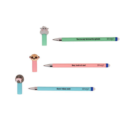 Set de 3 Esferográficas Apagáveis BO-BO – Morsa, Suricata e Hipopótamo