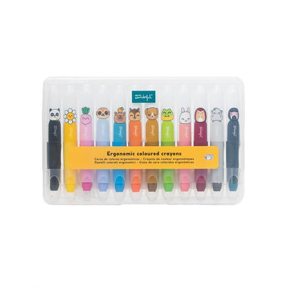 Lápis de Cera Ergonómicos Wonder Comic Mr. Wonderful | Caixa de Lápis de Cera para Crianças e Escola