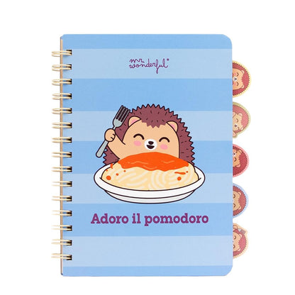 Caderno A5 com Separadores e Abas Ouriço Mr. Wonderful | Caderno Escolar para Apontamentos e Organização