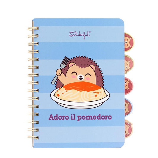 Caderno A5 com Separadores e Abas Ouriço Mr. Wonderful | Caderno Escolar para Apontamentos e Organização