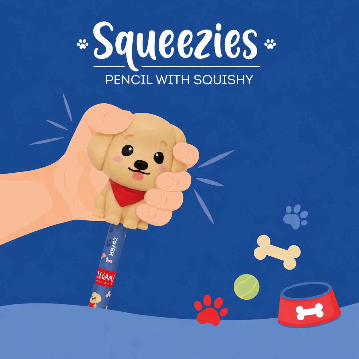 Lápis HB Squeezies Golden Legami | Lápis Escolar com Boneco Squishy para Escrita e Desenho