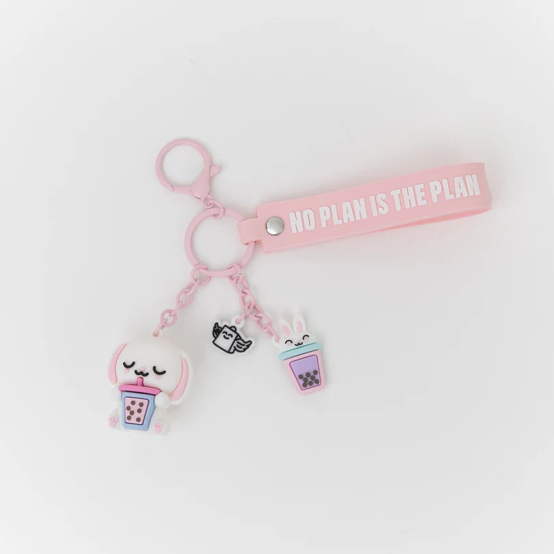 Porta-chaves com charms Lazy coelhinho - No plan is the plan