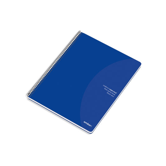 Caderno A5 Espiral Ambar Ideas Pautado | Capa Azul 80 Folhas