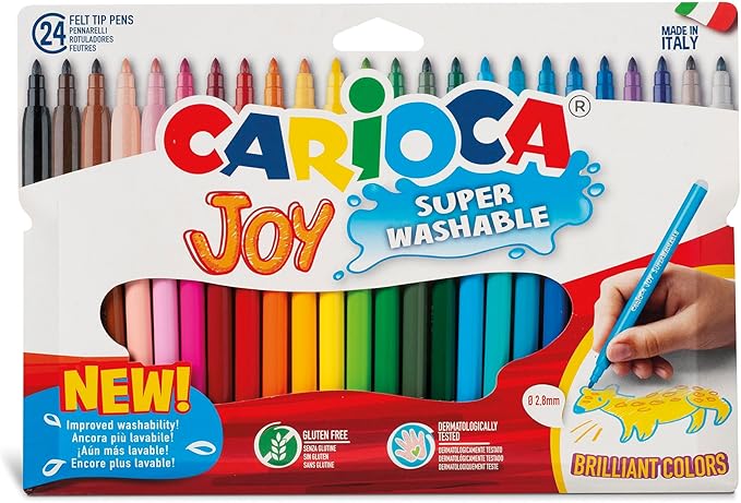 Canetas de Feltro Laváveis Carioca Joy | Caixa com 24 Cores