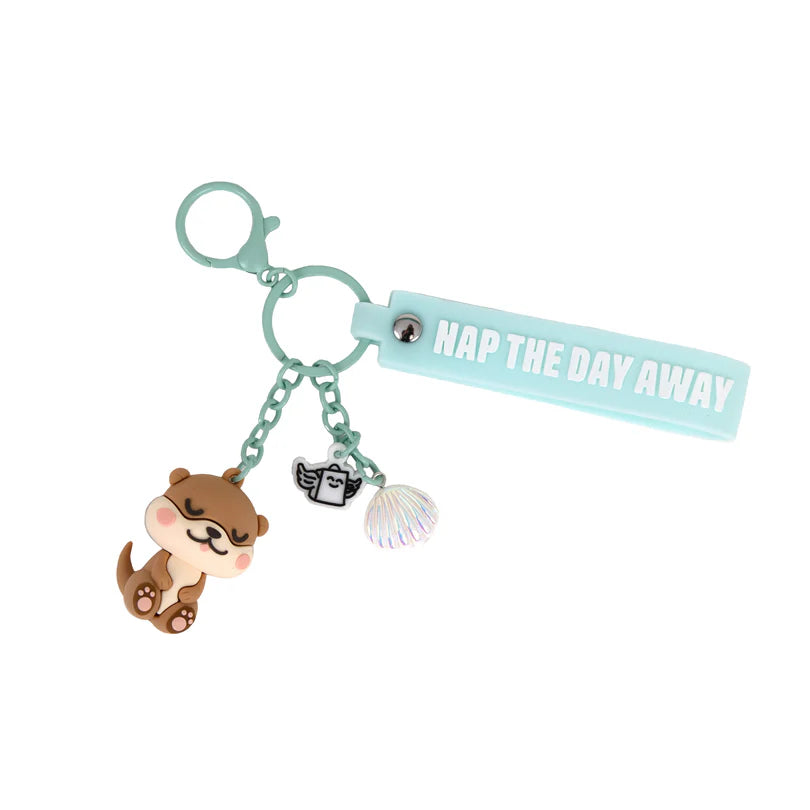 Porta-chaves com charms Lazy lontra - Nap the day away