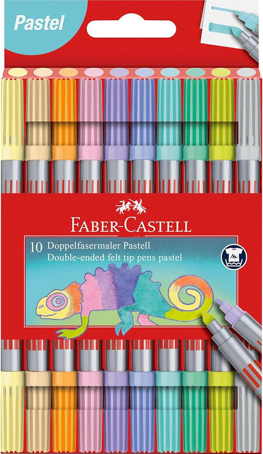 Marcadores Faber-Castell Dupla Ponta Pastel – Caixa com 10 Unidades