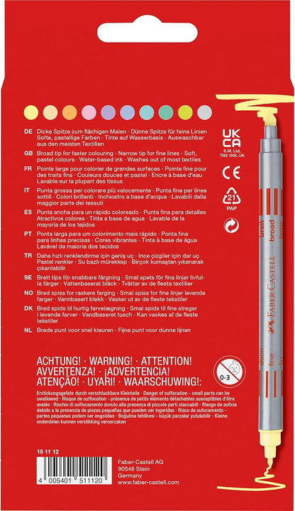 Marcadores Faber-Castell Dupla Ponta Pastel – Caixa com 10 Unidades