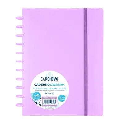 Caderno Carchivo Ingeniox A4 Pautado 80fl 100g Foam C/Elastico Malva