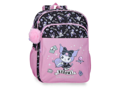 Mochila Escolar Sanrio Kuromi Fortune Telling com Carrinho 16L | Mochila Infantil com Rodas