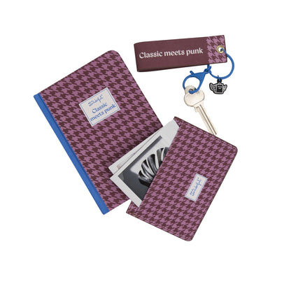 Conjunto de caderno A6 + porta-moedas + porta-chaves - Pied de poule