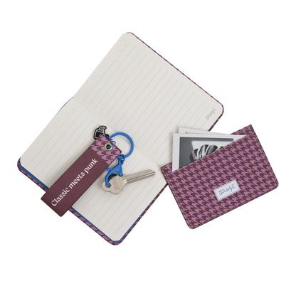 Conjunto de caderno A6 + porta-moedas + porta-chaves - Pied de poule