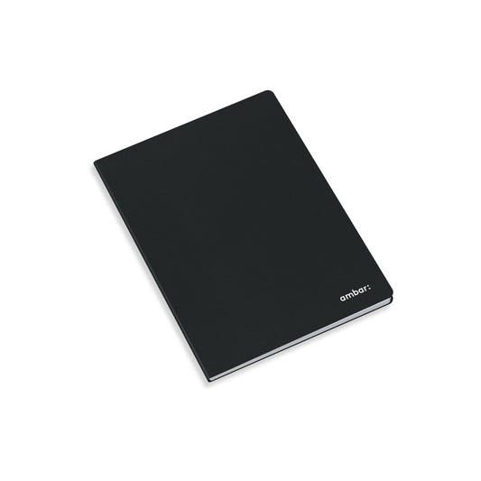 Caderno A5 Agrafado Ambar Ideas Liso | Capa Preta 80 Folhas