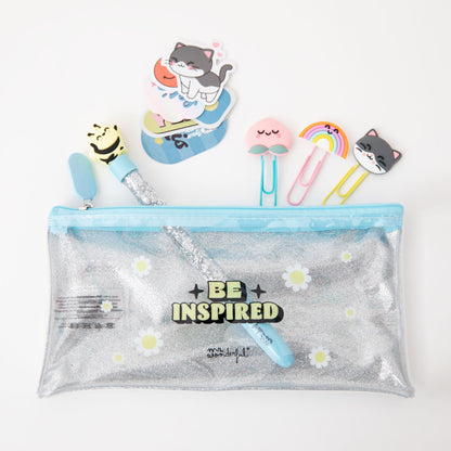 Estojo Caneta - Clips - Adesivos - Com muito brilho - Be inspired