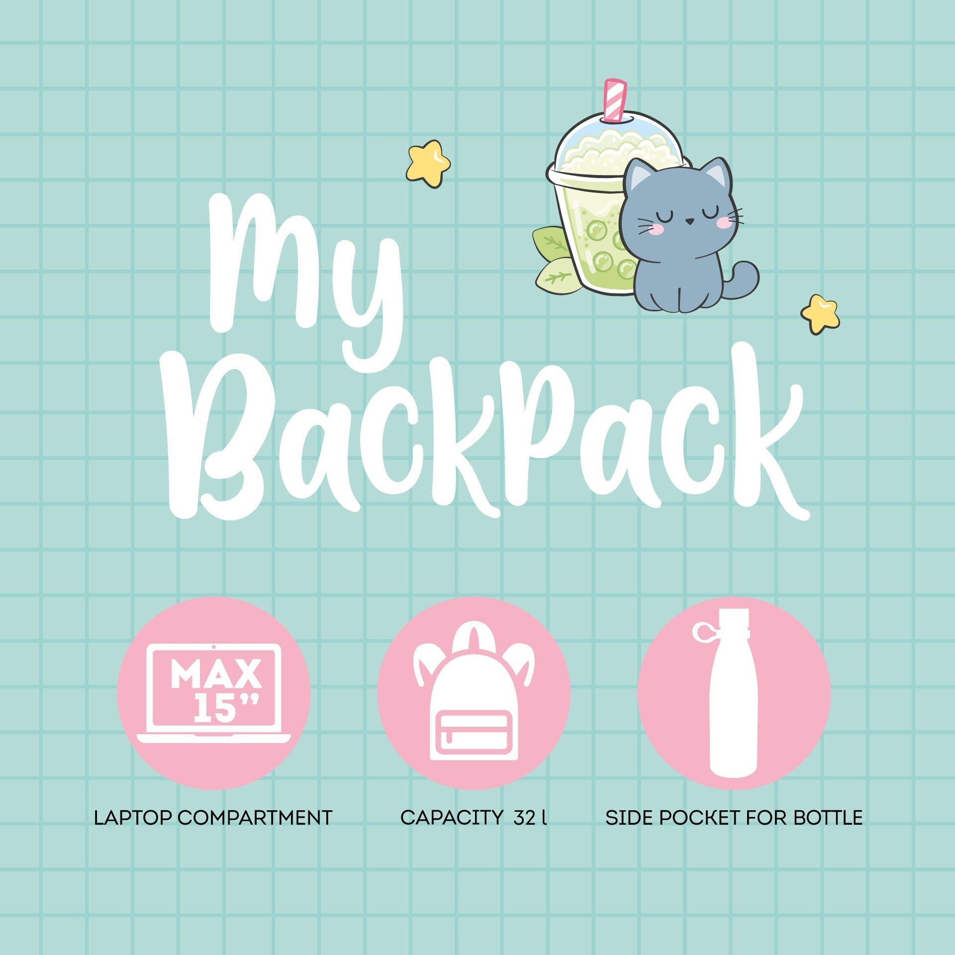 Mochila Legami Gato Bubble Tea
