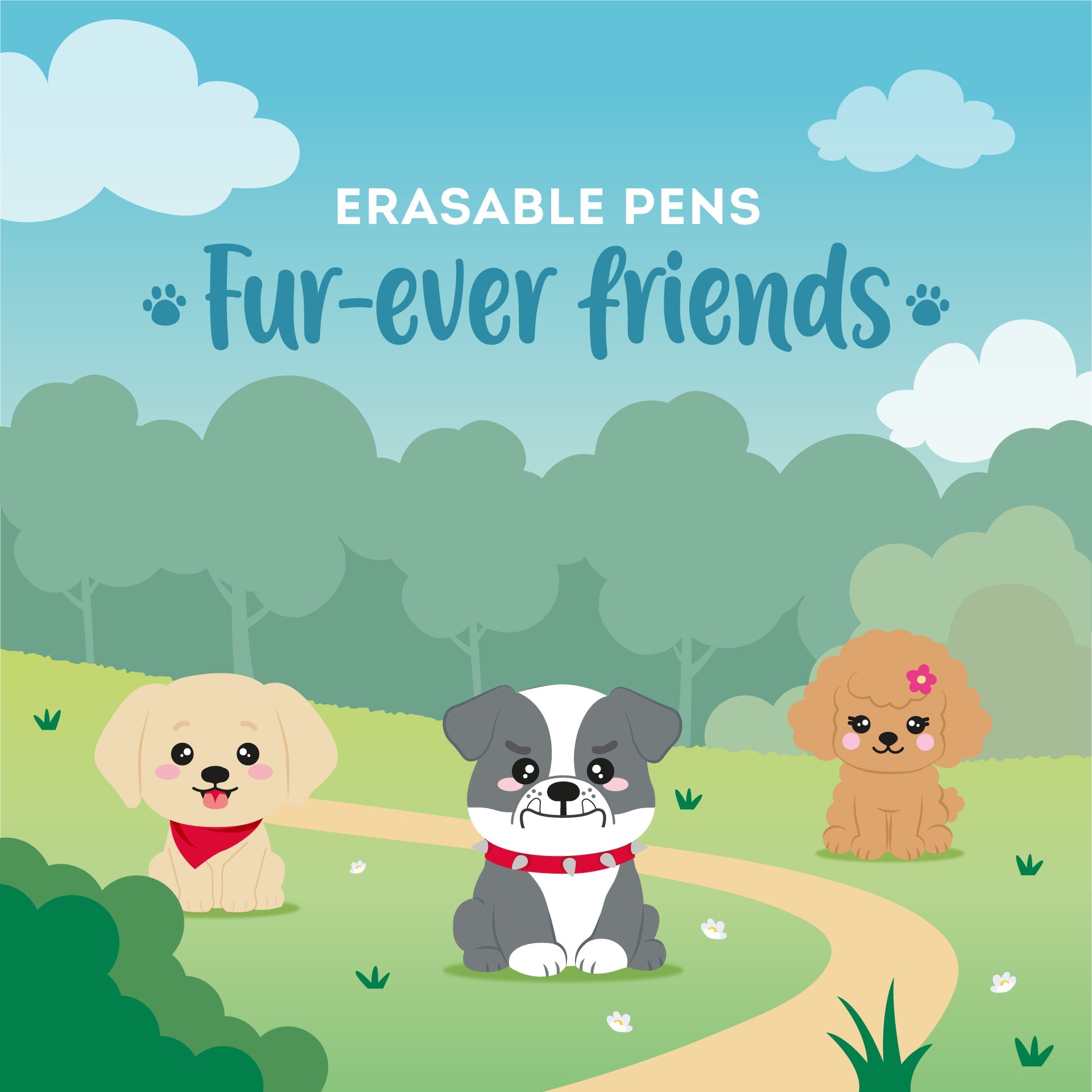 Conjunto de 3 canetas apagáveis Legami fur ever friends