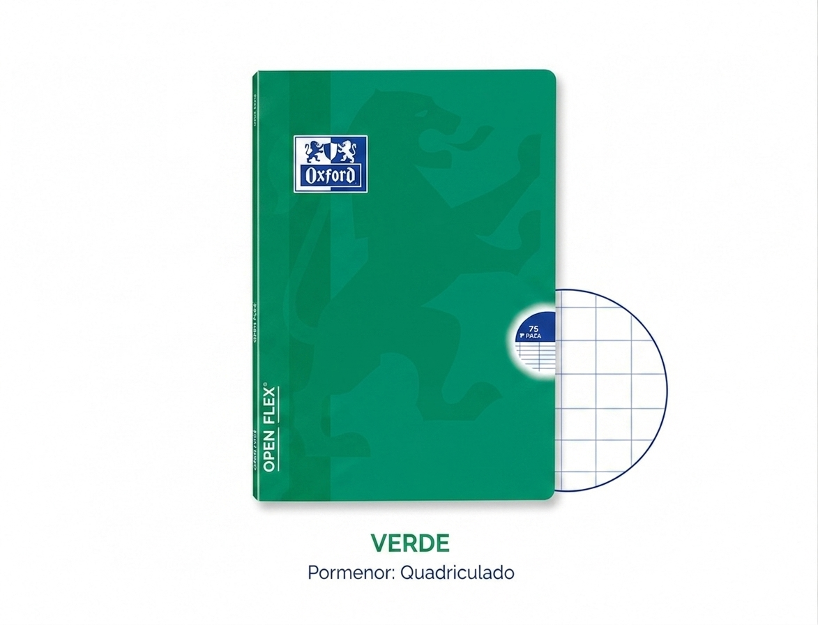 Caderno A4 Oxford OpenFlex Quadriculado | Capa Flexível 48 Folhas 90g