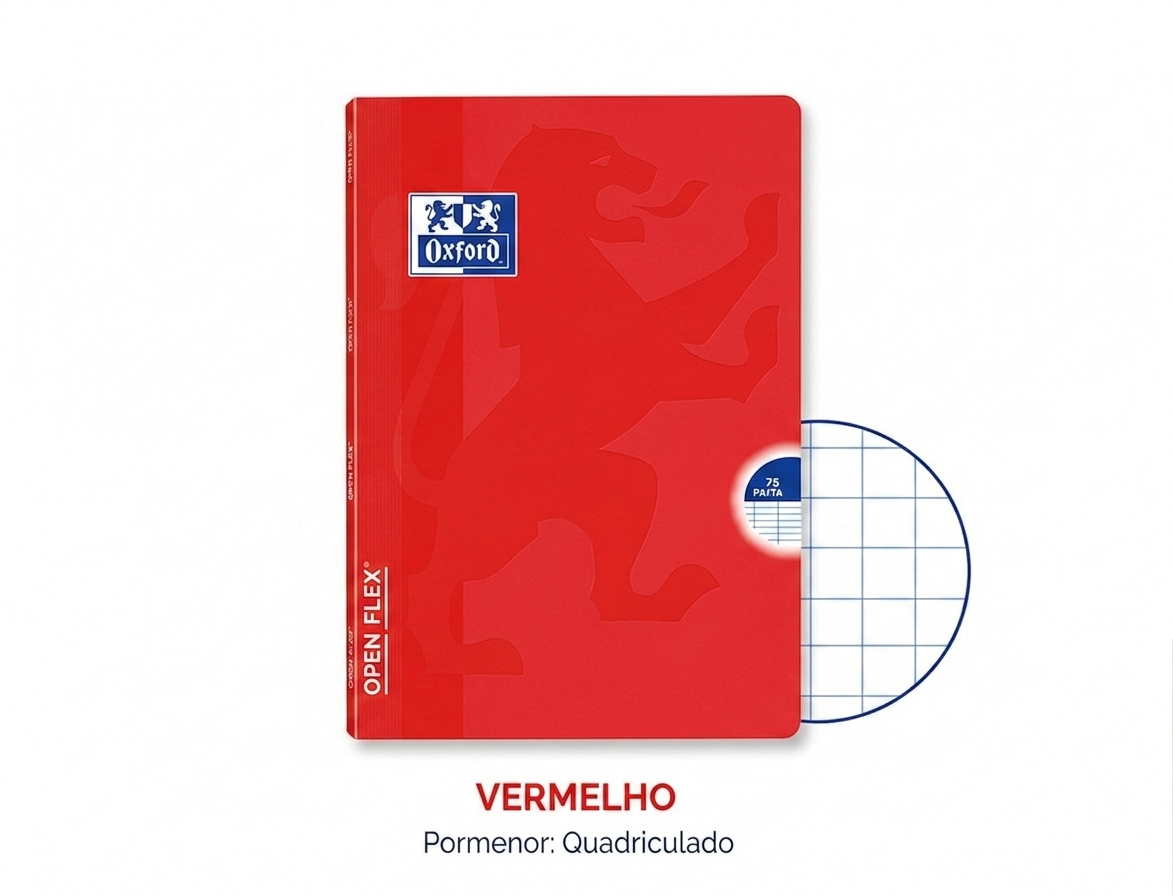 Caderno A4 Oxford OpenFlex Quadriculado | Capa Flexível 48 Folhas 90g
