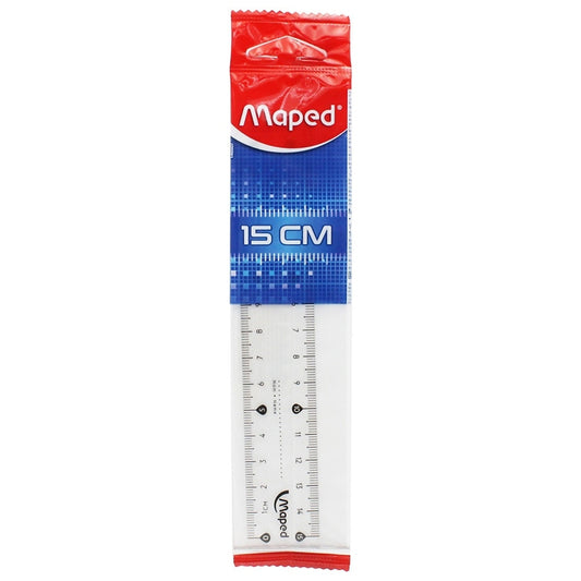 Régua MAPED Essentials 15 cm | Régua Escolar Transparente para Medição e Desenho