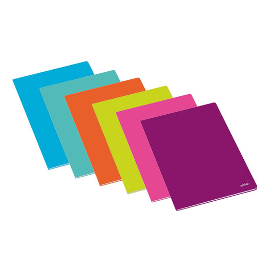 Caderno A4 Agrafado Ambar School Pautado | Capa Plástica 48 Folhas 90g