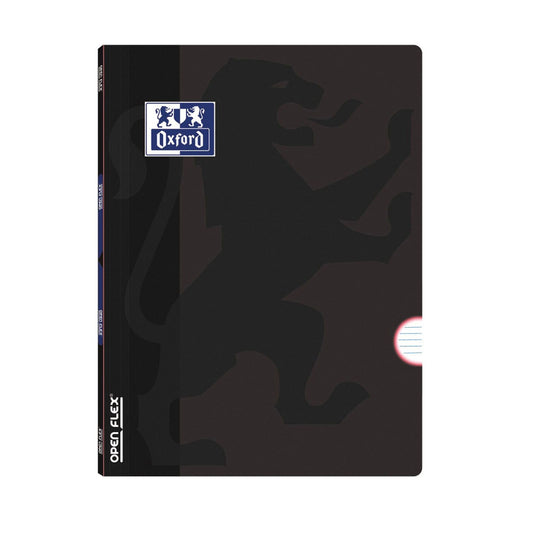 Caderno A5 capa plástica agrafado Oxford Openflex pautado 48 folhas 90g preto