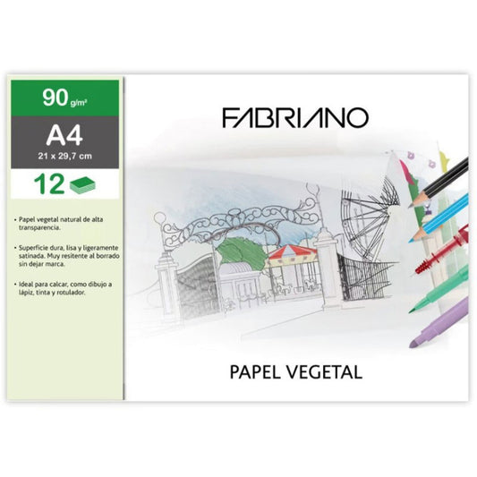 Bloco de Papel Vegetal Fabriano A4 90g | 12 Folhas