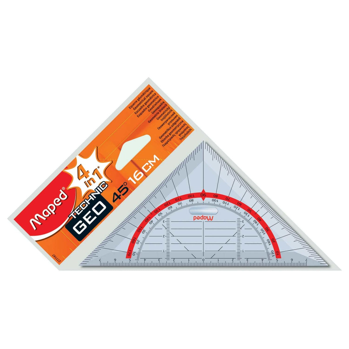Esquadro Geométrico Maped Technic 45° 16 cm com Pega | Material Escolar e Desenho Técnico