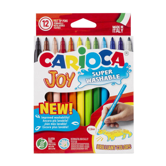 Canetas de Feltro Laváveis Carioca Joy | Caixa com 12 Cores